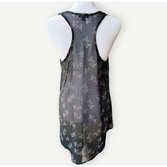 Lily White Retro Sheer Love Bird High Low Racerback Sleeveless Tunic. Medium. - Picture 3 of 6